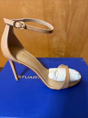 Stuart Weitzman Nudist II Patent Ankle-Strap Stiletto Size 8B NIB